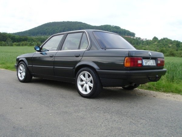 Heckansicht - starre Einparkhilfe, Nordschleifenaufkleber soll Nachfolgende vor der brachialen Leistung warnen. :-)