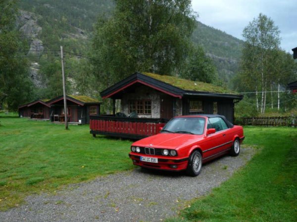 An einer Hütte auf dem Geiranger Camping