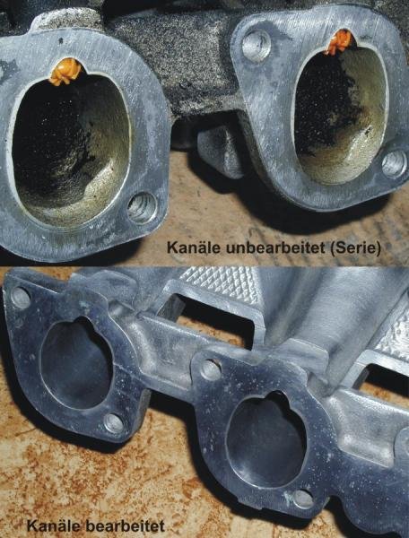 Ansaugkanäle: Vergleich vorher - nacher