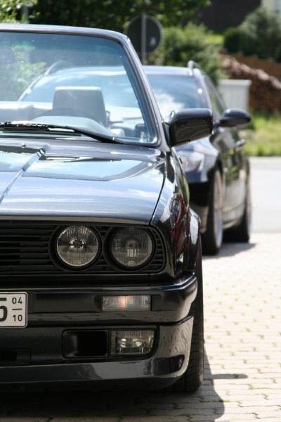 Scheinwerferblende, schwarze DE, weiße Blinker, schwarze Niere, AC Schnitzer Frontspoiler