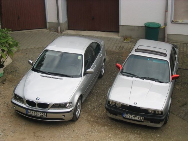 Generationsvergleich, den E46 fährt mein Vater immer noch.