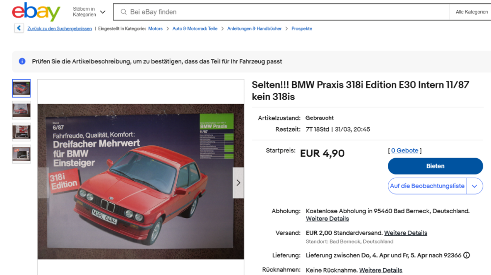 BMW Praxis 318i Edition E30 Intern 11_87 kein 318is eBay.png
