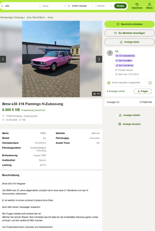 Screenshot 2025-09-05 at 18-02-35 Bmw e30 316 Flamingo H-Zulassung in Duisburg - Duisburg-Süd BMW 3er Gebrauchtwagen kleinanzeigen.de.png